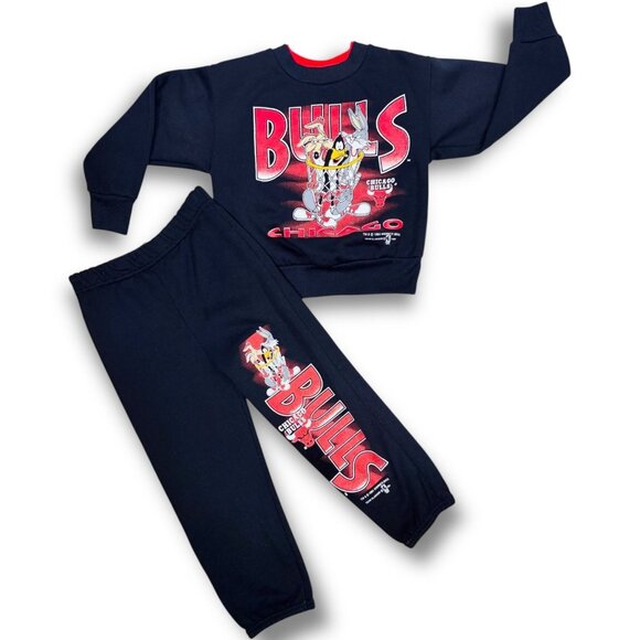 Vintage NBA Chicago Bulls Looney Tunes Matching Sweat Suit Outfit Set 4T - Picture 1 of 15